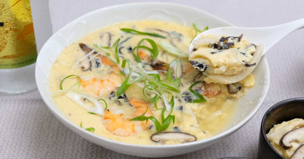 メインビジュアル：〈シメに食べたい家飲みレシピ②〉中華風どんぶり茶碗蒸し