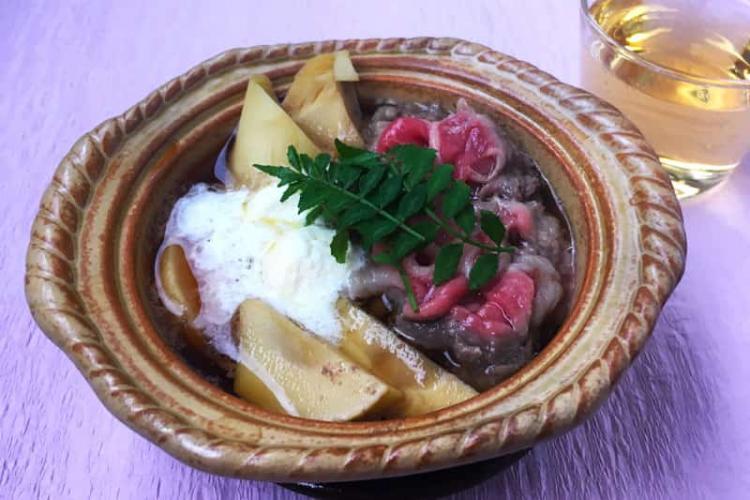 たけのこと牛肉のバターすき焼き風