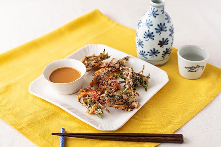 季節野菜とわかめのごまチヂミ