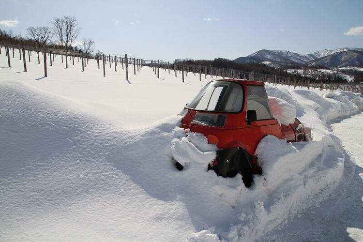 冬場は畑が雪に覆われる