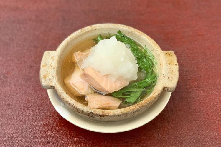 鮭と水菜の雪見鍋