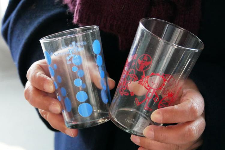 昭和のノベルティグラス2個