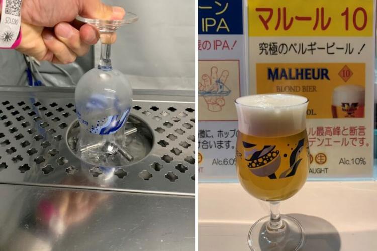 『マルール10』を飲む前にグラスリンサー(グラスの洗浄機)できれいに前のビールを流しました