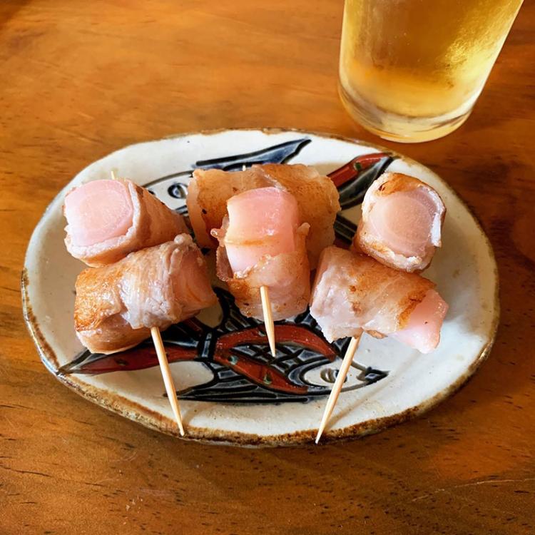 打首獄門同好会×岩下の新生姜|豚バラ肉を巻いて焼いたもの
