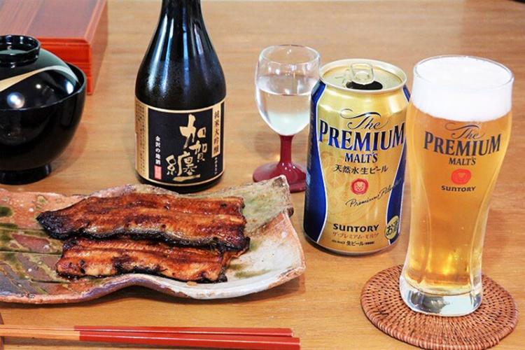 ウナギのかば焼きにプレミアムビール&清酒